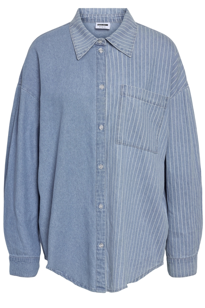 NMKATRI L/S OVERSIZE STR SHRT BS006 27033693 Light Blue Denim